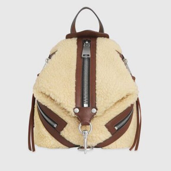 REBECCA MINKOFF Julian Faux Fur Backpack Cream - Picture 1 of 5